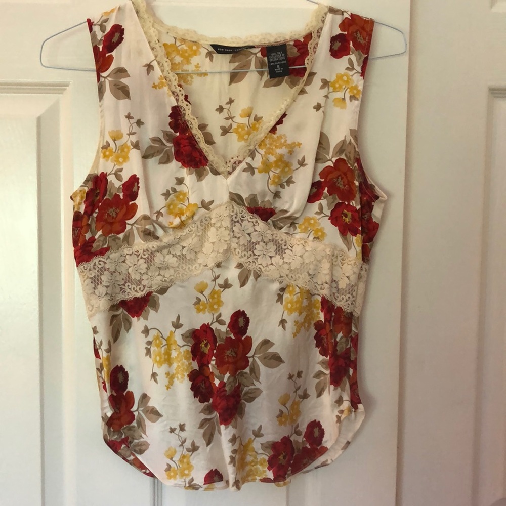 Floral silk layering top